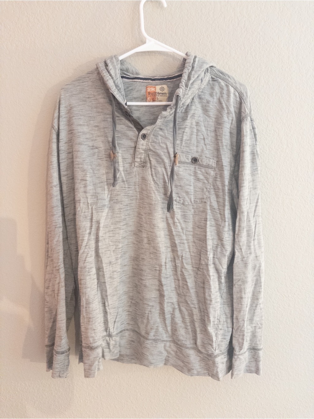 Ruff Hewn Light Heather Gray Hooded Henley Pullover